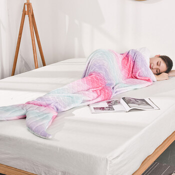 美人鱼毛毯秋冬新款ins同款美人鱼尾巴加厚法兰绒毛毯沙发空调毯午睡