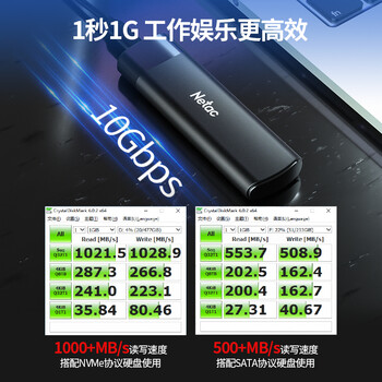 朗科（Netac）M.2 NVMe/SATA双协议移动硬盘盒USB3.1接口SSD固态硬盘外置盒笔记本电脑M.2盒子 WH61 CtoA