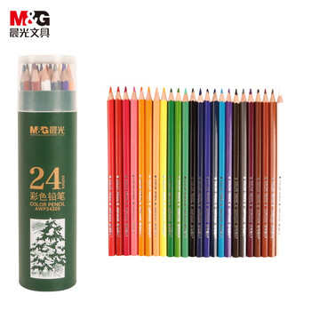 晨光（M&G）文具24色油性彩色铅笔学生美术绘画填色绿筒推荐考试AWP34305儿童画画女孩生日开学礼物