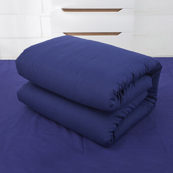 宿舍训单人棉花被橄榄色热熔被蓝色舒适棉折叠被子 深蓝色(可拆洗)