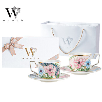 物取（WOOCH）繁花蝶舞咖啡杯碟套装高颜值精致下午茶商务乔迁结婚送礼