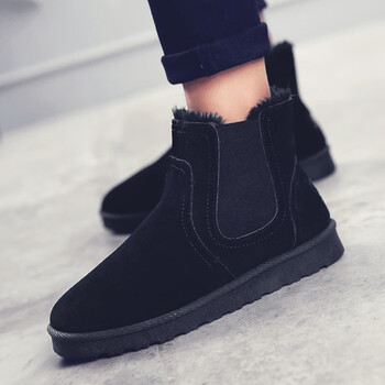 hiewi季新款高帮加绒加棉男鞋雪地靴家居室内外休闲保暖男棉鞋老人