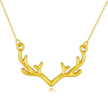 老凤凰999足金一路有你项链女小鹿角锁骨套链黄金2022年送女友情人节