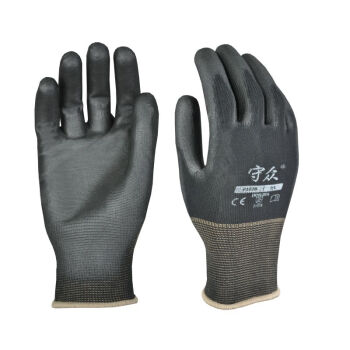守众（SAFETY GUARD）P102B掌浸PU涂层通用型手套 灵活轻便劳保手套 黑 M 现货 