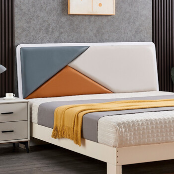 小憨猫床头板软包北欧皮艺简约现代双人轻奢免漆床靠背定制床头靠背板