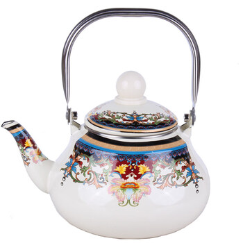 新疆奶茶壶新疆特色手工彩绘搪瓷茶壶新疆民族饭店奶茶壶茶具烧水壶