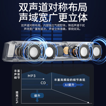 索爱（soaiy）电脑音响SH18蓝牙长条SoundBar桌面电脑游戏音箱 时钟炫彩灯光电竞音响情人节礼物时钟版黑