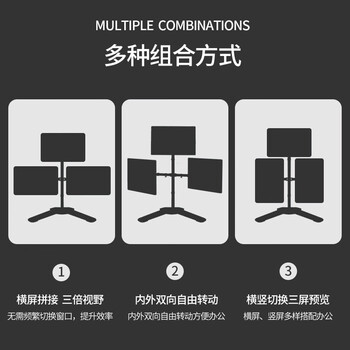 ATSCORE 三屏显示器支架 显示器支架三连屏 电脑支架15-30英寸 多屏显示器增高架 ATSCORE 三屏显示器支架 显示器支架三连屏 电脑支架15-30英寸 多屏显示器增高架