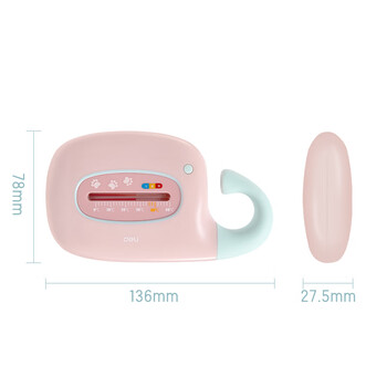 得力（deli）水温计婴儿洗澡温度计老人六一儿童节礼物生日礼品宝宝室内新生儿浴盆水温计粉色可挂立LE555