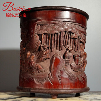 黄花梨木雕笔筒价格报价行情- 京东