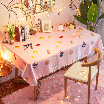 桌布/罩件电脑桌布粉色少女心桌布学生书桌电脑桌日式简约可爱卡通网