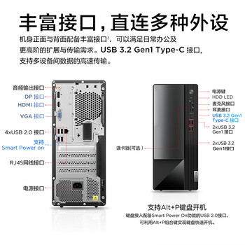 联想(Lenovo)扬天M460 商用办公台式电脑主机(酷睿14代i7-14700 32G DDR5 1T SSD)单主机 国家补贴20%