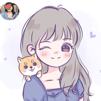 爱画画的子衿q版情侣头像结婚礼真人照片转卡通头像漫画设计约稿手绘