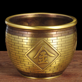 全铜水缸摆件风水工艺品家居客厅玄关装饰摆设乔迁新居礼品日进斗金缸