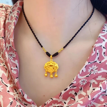 易昇黄金吊坠999足金元宝平安锁包项链女福字锁骨链如意长命锁送女友