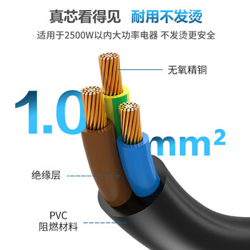 TOWE同为国标10A转C13一转二连接线服务器/打印设备/电脑机箱电源线三芯品字型电源线1.0平 2米