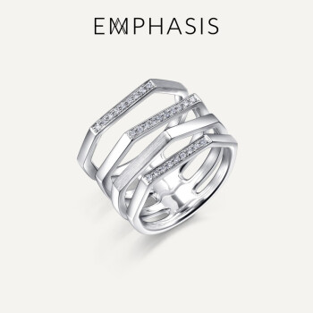 EMPHASIS艾斐诗M「冠」白18K金钻石戒指91349R 15圈