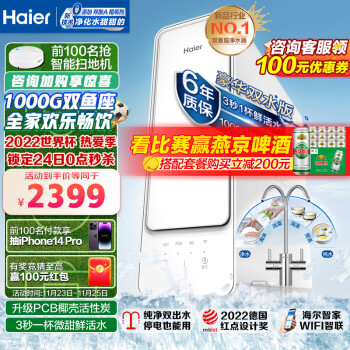 海尔（Haier） 海尔 新品净水器家用 双鱼座1000G巨霸制水量 家用直饮机RO反渗透大通量 1000G双鱼座