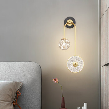 装饰灯家用奢华楼梯玄关墙壁灯北欧灯具cyuan3001a金色右款50cm12w