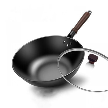 75新款陆川林熹记不粘锅炒锅老式铁锅家用无涂层少油烟燃气灶电磁炉