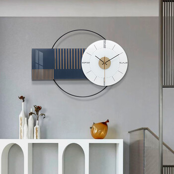 福雕家饰极简客厅挂钟壁饰现代简约创意餐厅钟表北欧轻奢玄关墙面装饰时钟方圆之间 宽65 高42 图片价格品牌报价 京东