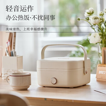 小熊（Bear）电热饭盒 加热饭盒 免注水便捷式低音恒温不粘内胆分隔饭盒 1.0L米黄色 DFH-D10Q1