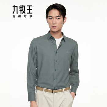 九牧王joeone男装商场同款休闲长袖衬衫男秋冬季中青年保暖休闲上衣男