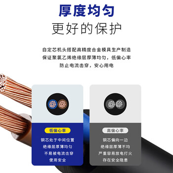 民兴电缆 2.5平方铜芯电线 3C认证 RVV电缆国标铜线电源线延长线护套线 RVV-3*2.5平方-100米