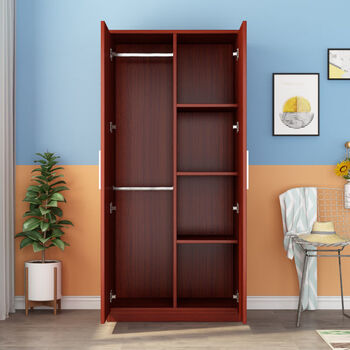 衣柜家用卧室立柜家具房小户型衣橱简易宿舍大容量经济型加固柚木色2