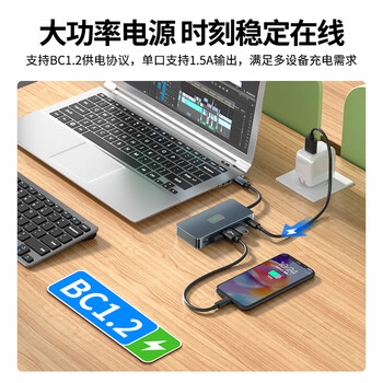 宏碁（acer）Type-C扩展坞双HDMI三屏异显投屏转换器HUB3.0分线器pd100W充电器 适用华为安卓笔记本电脑拓展