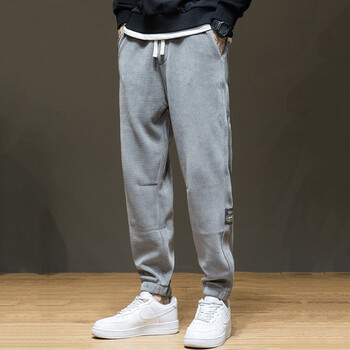 依郎酷卫裤男宽松运动裤男士春季新款灯芯绒束脚休闲裤男生抽绳束脚裤