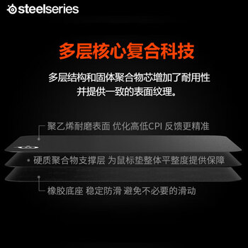 赛睿(SteelSeries)QcK Hard Pad 320*270*3mm 专业游戏鼠标垫 电竞鼠标垫  树脂鼠标垫 可水洗 硬质版
