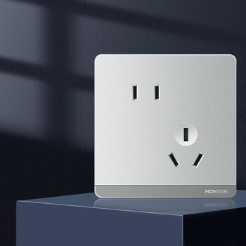 鸿雁Q86开关插座大板电源墙壁五孔 Q86银色 斜五孔单只装 86型