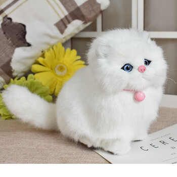 少羽会叫仿真动物小猫咪摆件儿童毛绒玩具玩偶可爱创意礼物 仿毛白头