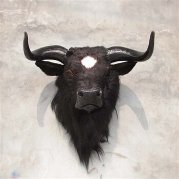 善业shanye仿真牛头动物模型墙壁挂件装饰酒吧客厅标本创意礼真皮牦牛