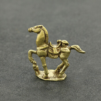 菲迪猫复古做旧黄铜马上赢汽车摆件纯铜工艺生肖马摆件古玩动物装饰