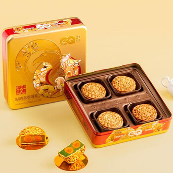金翡翠双黄 广式中秋月饼礼盒 760g 4枚装 品牌团购 金翡翠双黄月饼
