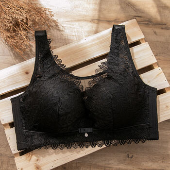 钢圈内衣女大胸显小聚拢收副乳大码文胸防下垂透气美背胸罩黑色44100b