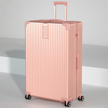 马呼屯超大复古行李箱学生万向轮拉杆箱密码箱拉链 玫瑰金40英寸