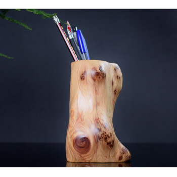 崖柏根雕笔筒正宗太行崖柏笔筒中式桌面摆件红木工艺礼品木艺根雕文房