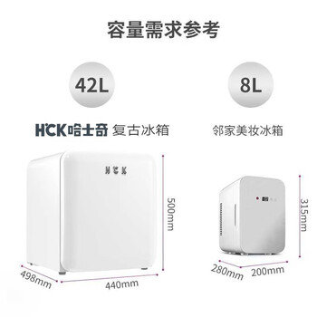 HCK哈士奇化妆品冰箱家用宿舍美妆小冰箱42升冷藏护肤品面膜母乳保鲜单门送礼小冰箱BC-46COC 典雅白