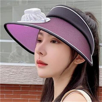 赵小熊新品风扇帽子带电风扇的帽子女夏季大檐防晒空顶遮阳帽户外出游