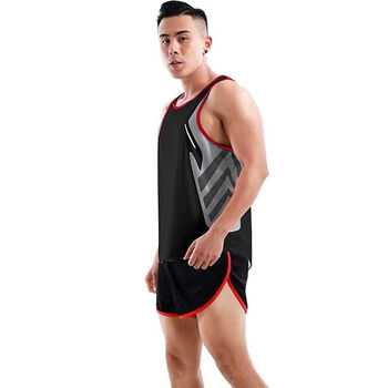 绿野客新款田径训练服套装男短跑马拉松背心比赛运动体考跑步女黑色男