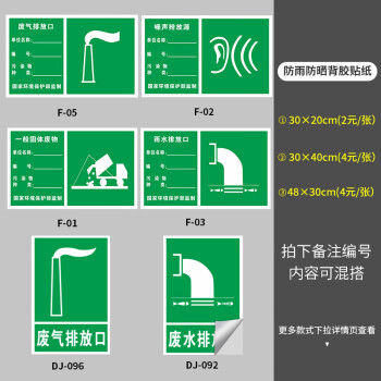 廢氣排放口標識牌汙水雨水標牌廢水標誌標識標誌牌一般固體廢物噪聲