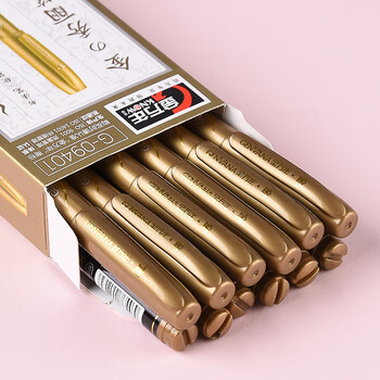 金万年12支大楷 金色可加墨秀丽笔毛笔写春联练字笔请帖签名笔抄经软硬笔 G-09401 金万年12支大楷 金色可加墨秀丽笔毛笔写春联练字笔请帖签名笔抄经软硬笔 G-09401