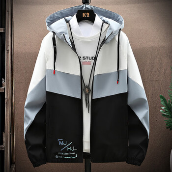 男生穿季12岁13帅气14胖男孩大童15潮流夹克上衣服潮m166黑浅蓝l95110