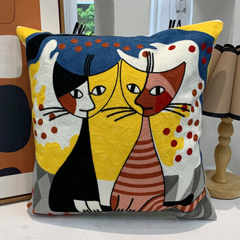 艺术印象派抱枕套靠垫腰垫满绣刺绣毕加索抽象抱枕欧式沙发装饰枕