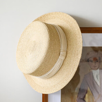 玛芮百利(mauro poli)拉菲草帽女夏天海边平顶帽子女士遮阳帽沙滩太阳
