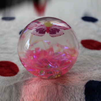 儿童发光弹力球超大号15cm水晶闪光蝴蝶跳跳球夜光透明玩具球生日礼物