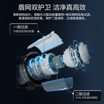 安吉尔前置过滤器家用自动反冲洗防爆40微米双网精滤8.5T大通量全屋入户自来水净水器前十J3525-GWG-6000